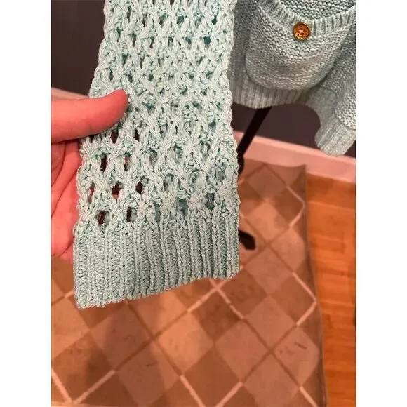 3/$15 Island Republic Women's Green Crochet Knit Pullover Sweater Size L - Picture 6 of 11